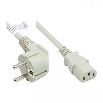 Napájací kábel ochranná vidlica typ E+F (CEE 7/7, zahnutá) na C13 (rovná), sivá, 0,75 mm², 1,8 m, Good Connections® (P0130-GR018)