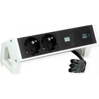 Bachmann 902.933 DESK2 zásuvková lišta, biela, 2x Schuko, 1x USB-C 30 W
