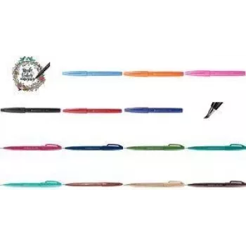 Kalligrafická fixka PENTEL SES15C-Y, oranžový atrament, na vodnej báze, okrúhle telo, 1 kus