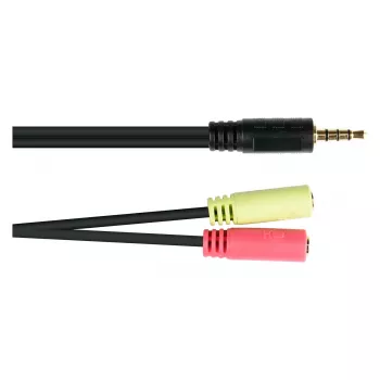 Good Connections adaptér headsetu, jack 3,5 mm konektor samec na 2x jack 3,5 mm konektor samica, OMTP, 0,2 m, čierny (AD-HS03)