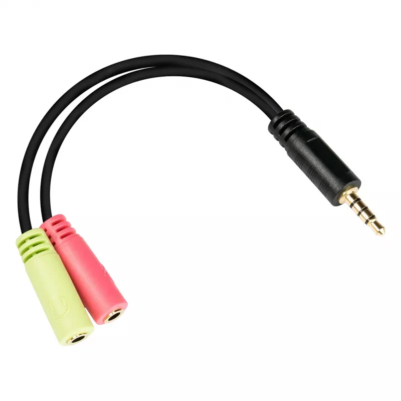 Good Connections adaptér headsetu, jack 3,5 mm konektor samec na 2x jack 3,5 mm konektor samica, OMTP, 0,2 m, čierny (AD-HS03)