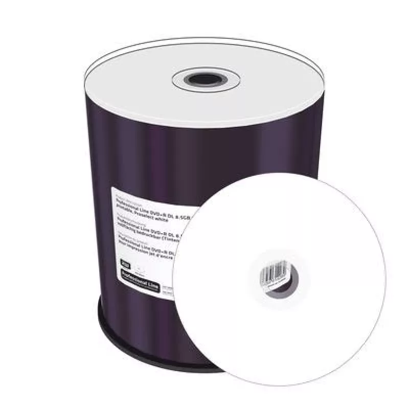 MediaRange DVD+R 8,5 GB 100 kusov 8x biela celoplošne potlačiteľná Cakebox