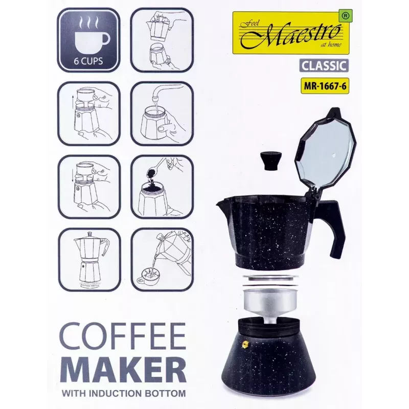 Kávovar Maestro MR-1667-6 — espreso kanvička na 6 šálok