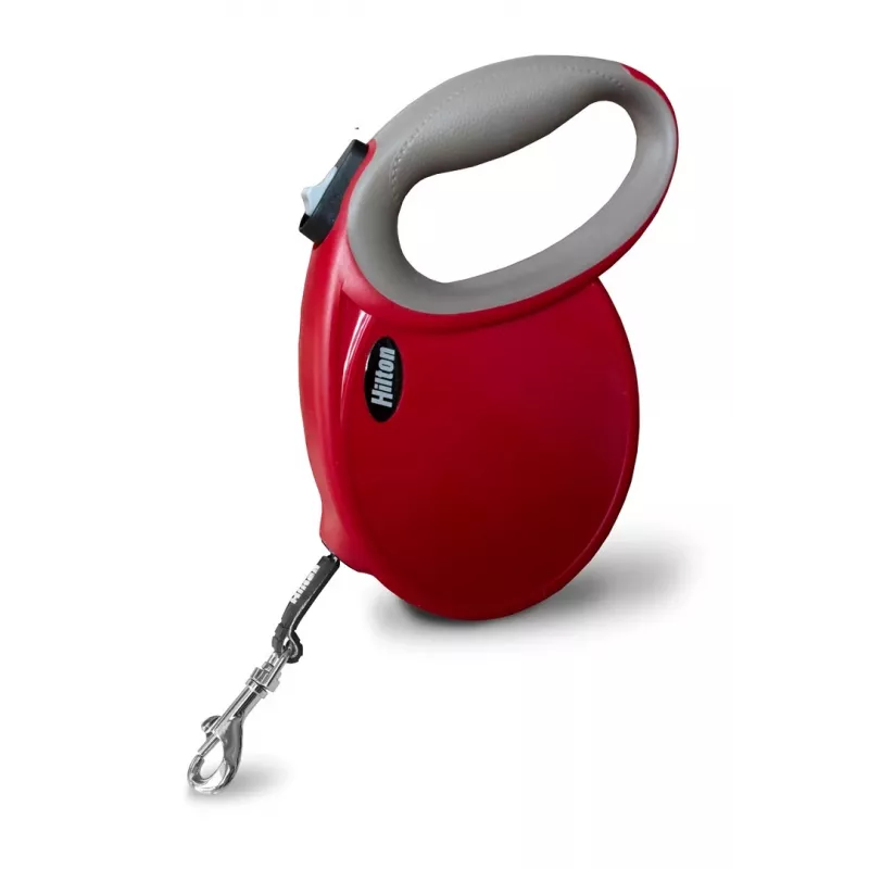 Výsuvné vodítko pre psov Hilton Smart Dog Tape L — 5 m, pre psy do 30 kg, bordovo-červená-sivá