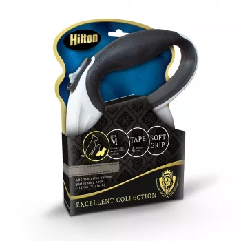 Automatické vodítko pre psov Hilton Smart Dog Tape M — 4 m, pre psy do 20 kg, bielo-čierna