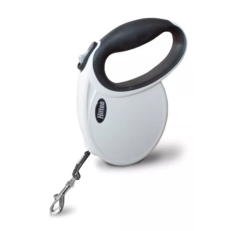 Automatické vodítko pre psov Hilton Smart Dog Tape M — 4 m, pre psy do 20 kg, bielo-čierna