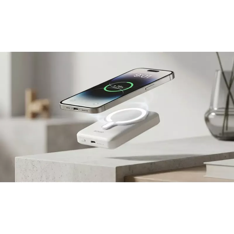 Powerbank SAVIO BA-13 10000 mAh s 20 W výstupom a bezdrôtovým nabíjaním, biela