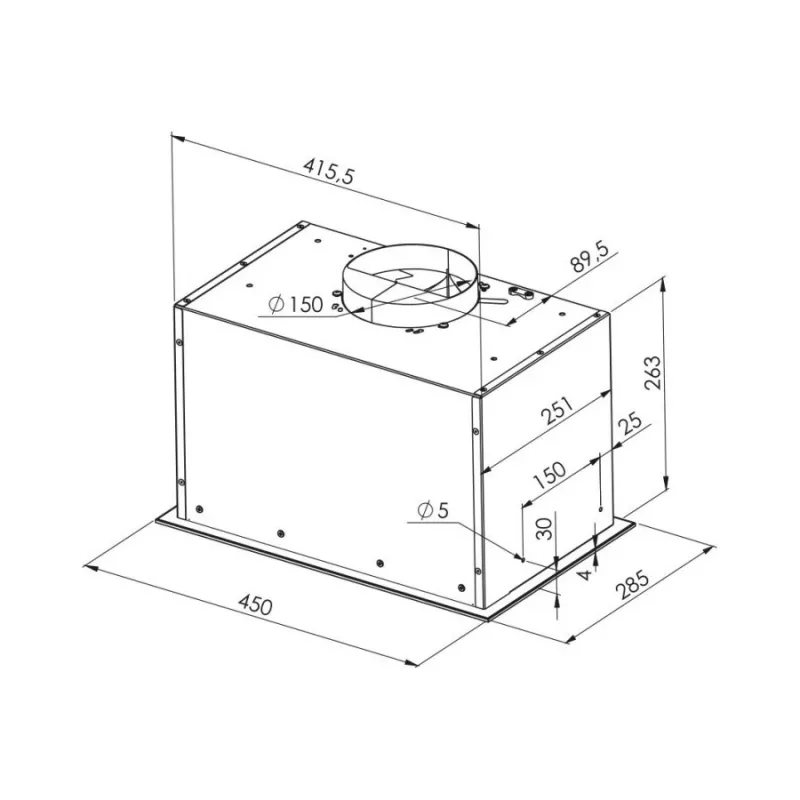 Vstavaný digestor MPM MPM-45-OW-06/W — 450 mm, 645 m³/h, 3 rýchlosti, hliníkový tukový filter, biela