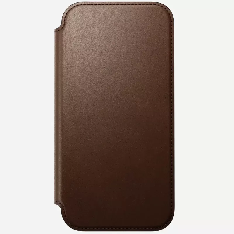 Kožené puzdro na telefón Nomad Modern Leather Folio pre iPhone 17 Pro Max (6,9 inch) hnedá, koža/hliník, 4 priehradky na karty