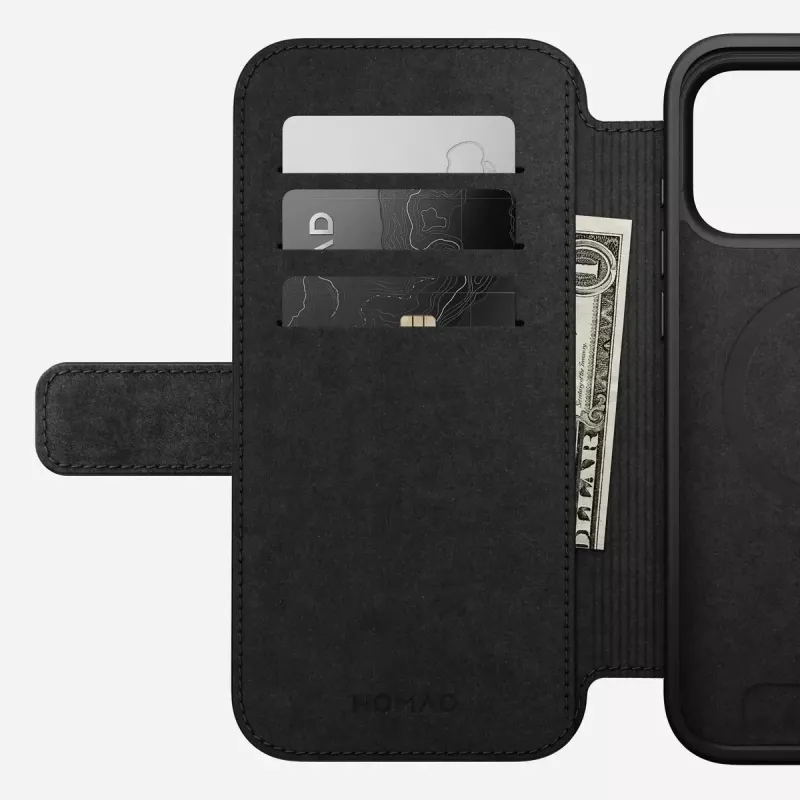 Kožené puzdro na telefón Nomad Modern Leather Folio pre iPhone 17 Pro Max (6,9 inch) hnedá, koža/hliník, 4 priehradky na karty
