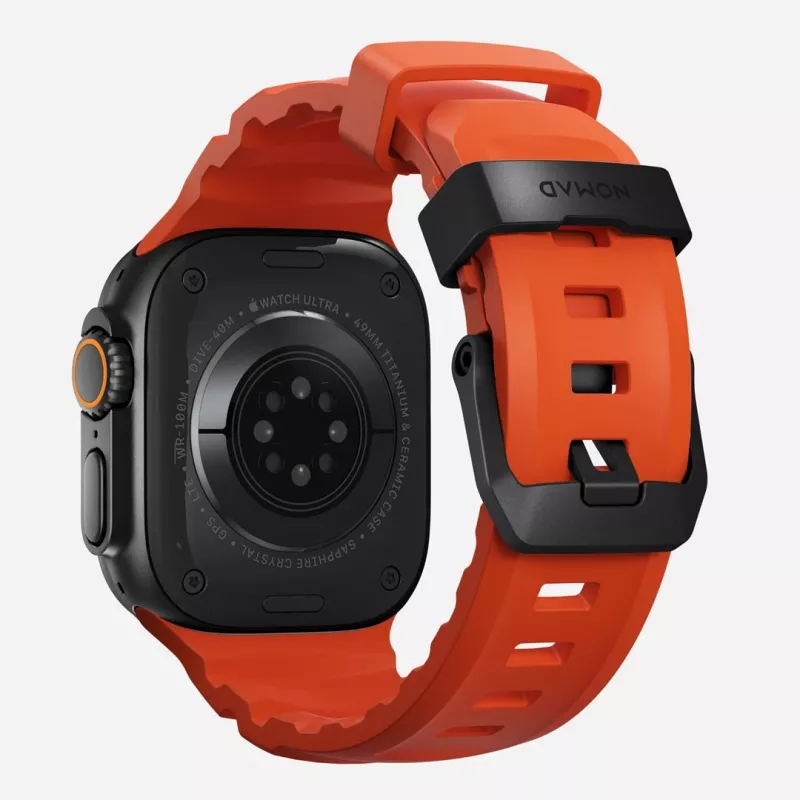 NOMAD Rocky Point remienok pre Apple Watch 46/49 mm, FKM a titán, Magma/Black Hardware