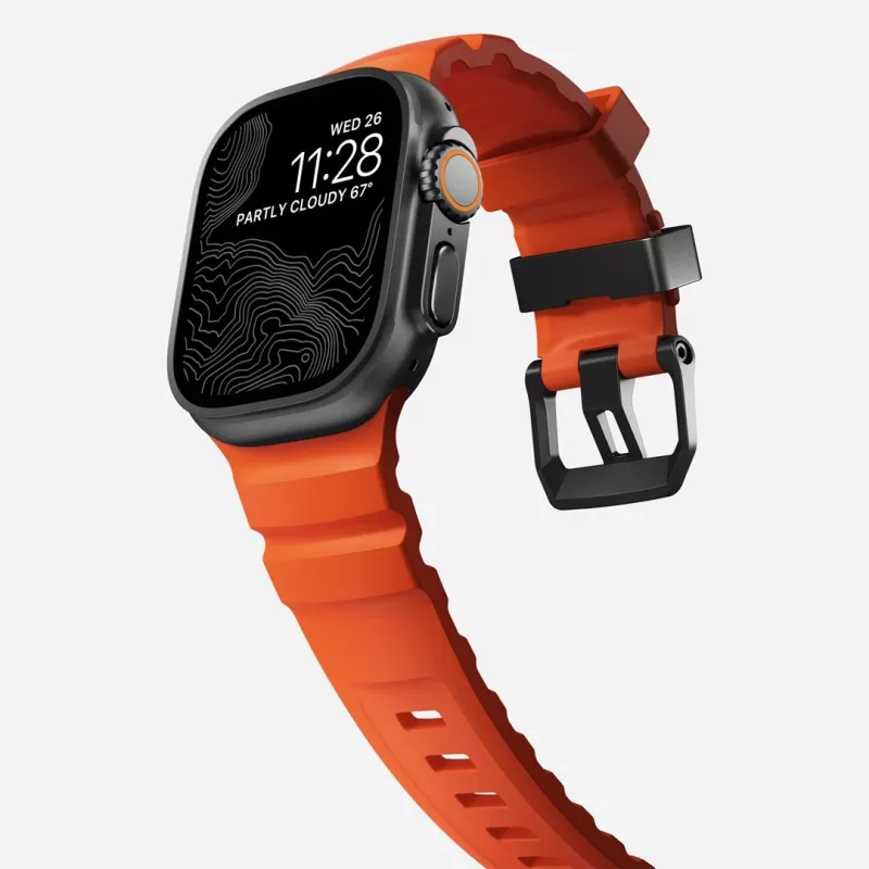 NOMAD Rocky Point remienok pre Apple Watch 46/49 mm, FKM a titán, Magma/Black Hardware