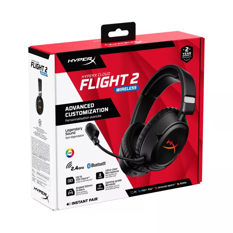 Bezdrôtový herný headset HyperX Cloud Flight 2 — okolo uší, čierny