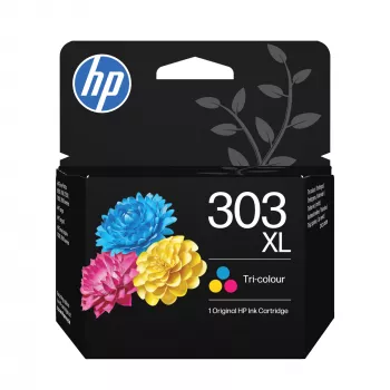 HP 303XL High Yield Tri-Color originálna tlačová kazeta, vysoká, azúrová, purpurová, žltá, atrament na báze farbiva, 1 ks, 415 strán, jednotlivé balenie