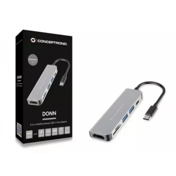 Conceptronic DONN02G dokovacia stanica/replikátor portov pre notebook USB 3.2 Gen 1 (3.1 Gen 1) Type-C hliník