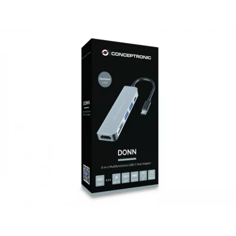 Conceptronic DONN02G dokovacia stanica/replikátor portov pre notebook USB 3.2 Gen 1 (3.1 Gen 1) Type-C hliník