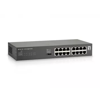 LevelOne 16-portový gigabitový switch, Gigabit Ethernet (10/100/1000), plný duplex, montáž do racku