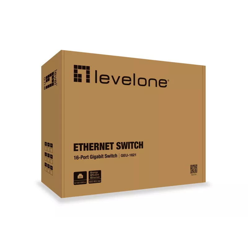 LevelOne 16-portový gigabitový switch, Gigabit Ethernet (10/100/1000), plný duplex, montáž do racku
