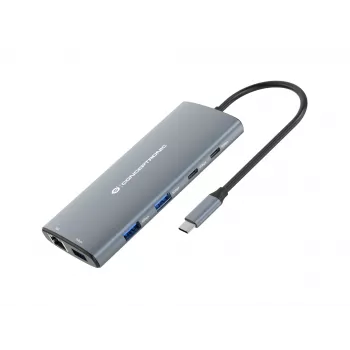 Conceptronic DONN06G 10-in-1 USB 3.2 Gen 1 dokovacia stanica, HDMI, 100 W USB PD, USB-C 5 Gbit/s x 2, USB-A 5 Gbit/s x 3, SD, TF/MicroSD, GbE
