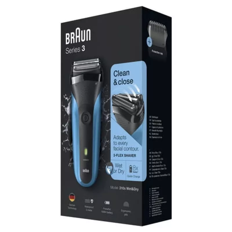 Braun Series 3 310s fóliový holiaci strojček zastrihávač čierny, modrý