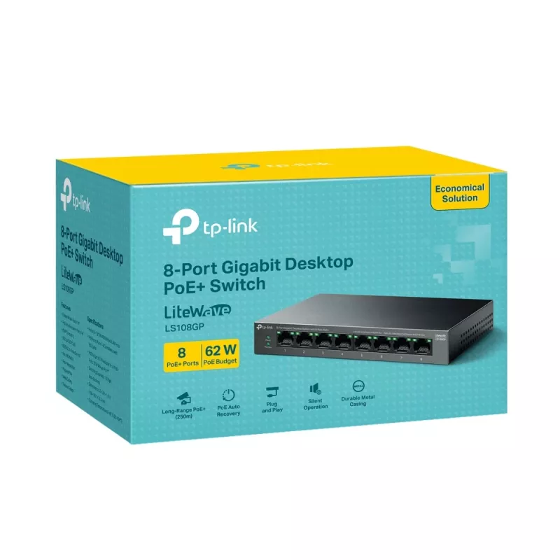 TP-Link LiteWave 8-portový gigabitový desktopový switch s 8-port PoE+