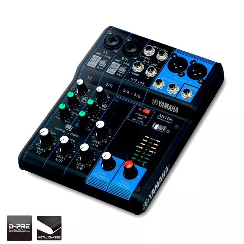 Yamaha MG06 audio mixpult 6 kanálov čierny
