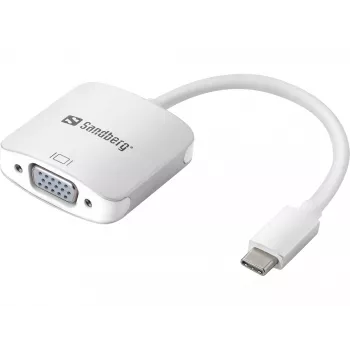 Sandberg USB-C na VGA Link, USB Type-C, VGA (D-Sub), konektor samec, konektor samica, 1920 x 1080 (HD 1080), 2048 x 1152, 1080p