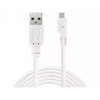 Sandberg MicroUSB sync/nabíjací kábel 3 m, 3 m, USB A, Micro-USB B, USB 2.0, konektor samec/konektor samec, biely