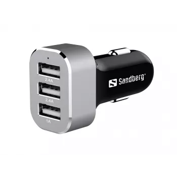 Sandberg Multi Car Charger 3xUSB, auto, zapaľovač cigariet, USB, 5 V, čierna, strieborná