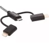 Sandberg 3in1 Lightning+MicroUSB+USB-C 1m, 1 m, Micro-USB A, USB A, konektor samec/konektor samec, čierna, sivá