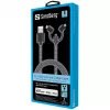 Sandberg 3in1 Lightning+MicroUSB+USB-C 1m, 1 m, Micro-USB A, USB A, konektor samec/konektor samec, čierna, sivá