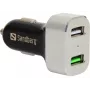 Sandberg autonabíjačka 1xQC 3.0+1xUSB2.4A, auto, zapaľovač cigariet, 12 V, hliník, čierna