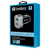 Sandberg autonabíjačka 1xQC 3.0+1xUSB2.4A, auto, zapaľovač cigariet, 12 V, hliník, čierna