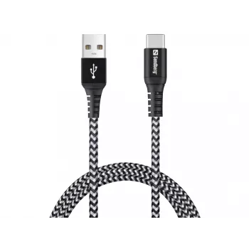 Sandberg Survivor USB-C—USB-A kábel 1 m, 1 m, USB A, USB C, USB 2.0, čierny, sivý