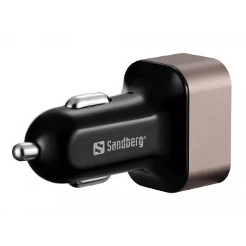 Sandberg autonabíjačka 1xQC3.0+1xUSBC 24W, auto, zapaľovač cigariet, 12 V, čierna, sivá