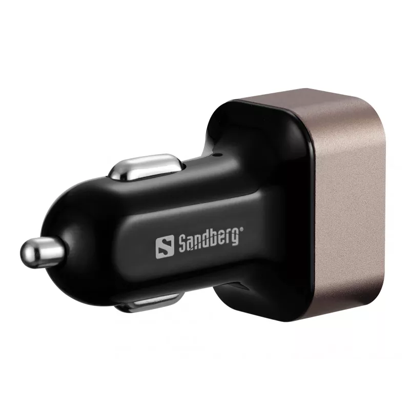 Sandberg autonabíjačka 1xQC3.0+1xUSBC 24W, auto, zapaľovač cigariet, 12 V, čierna, sivá