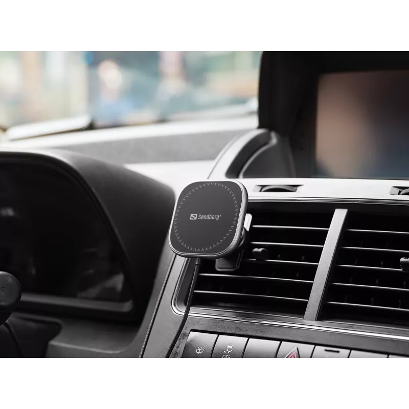 Sandberg In Car Wireless Magnetic Charger 15W, auto, USB, bezdrôtové nabíjanie, 1,2 m, čierna