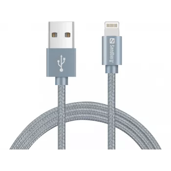 Sandberg Excellence Lightning sivá 1m, 1 m, Lightning, USB A, sivá, rovný, rovný