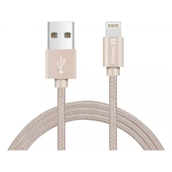 Sandberg Excellence Lightning zlatá 1m, 1 m, Lightning, USB A, zlatá, rovný, rovný