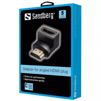 Sandberg HDMI 2.0 zahnutý adaptérový konektor, HDMI, HDMI, čierny