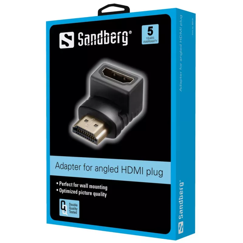Sandberg HDMI 2.0 zahnutý adaptérový konektor, HDMI, HDMI, čierny