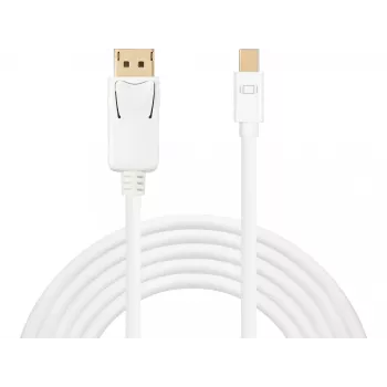 Sandberg DP-MiniDP 1.2 4K M-M 2m, 2 m, DisplayPort, Mini DisplayPort, konektor samec, konektor samec, biela