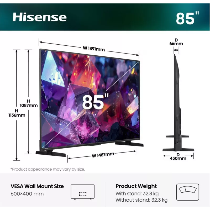 Hisense 85E7S PRO TV 2,16 m (85