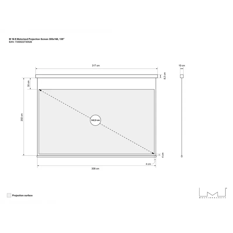 Motorizované projekčné plátno MULTIBRACKETS M 16:9 135