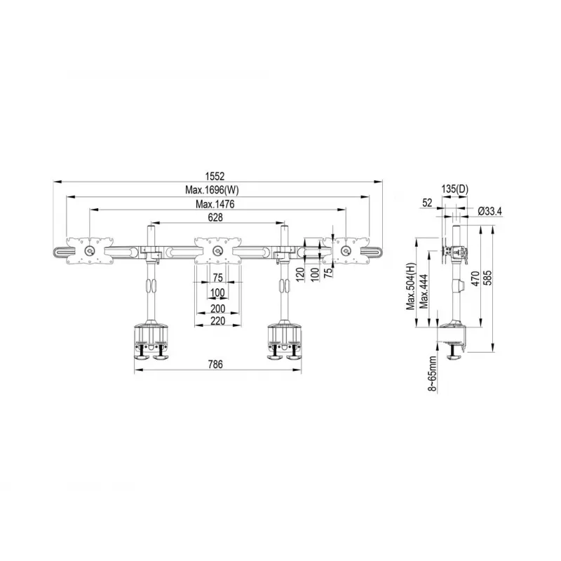 Multibrackets M VESA Desktopmount Triple Desk Clamp 24