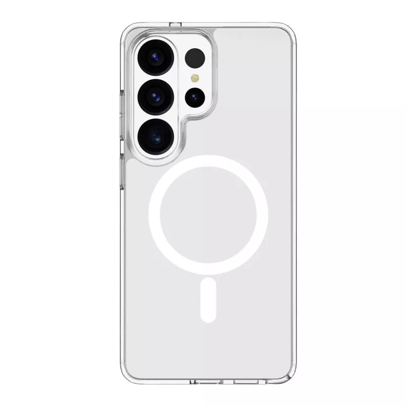 Cellularline Clear Mag - Galaxy S26 Ultra ultraodolné priehľadné puzdro s gumeným okrajom, kompatibilné s ekosystémom Qi2 a magnetickým príslušenstvom, ošetrené proti žltnutiu.
