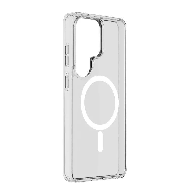 Cellularline Clear Mag - Galaxy S26 Ultra ultraodolné priehľadné puzdro s gumeným okrajom, kompatibilné s ekosystémom Qi2 a magnetickým príslušenstvom, ošetrené proti žltnutiu.
