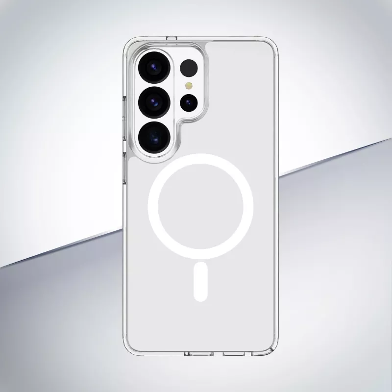 Cellularline Clear Mag - Galaxy S26 Ultra ultraodolné priehľadné puzdro s gumeným okrajom, kompatibilné s ekosystémom Qi2 a magnetickým príslušenstvom, ošetrené proti žltnutiu.