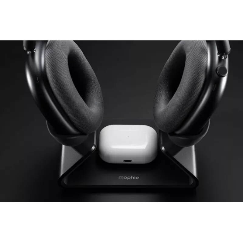 mophie AirPods Max nabíjacia stanica, interiér, USB, bezdrôtové nabíjanie, čierna