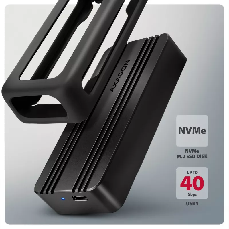 Axagon EEM2-40G USB-C 40Gbps M.2 NVMe SSD puzdro, ARMORED hliník